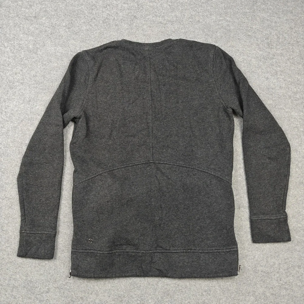 Lululemon Sweatshirt Womens 4 Gray Fleece Side Zip Pocket Crewneck Pullover